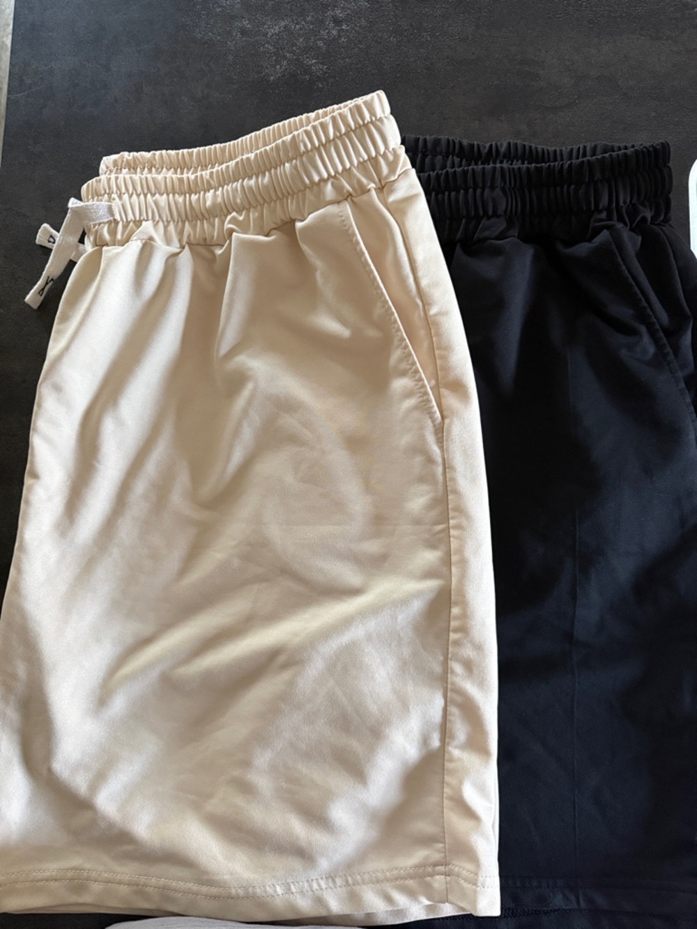 Men’s Elastic Waist Shorts 2 pairs- Cream & Black
